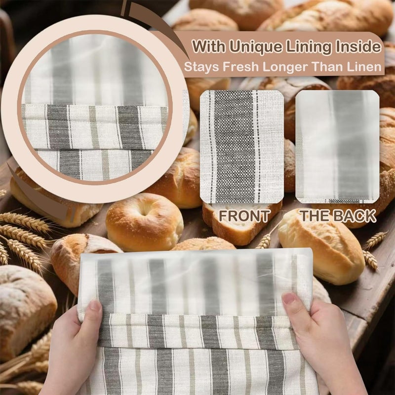 Duthcbw [2 PACK] Bread bags for Homemade Loaves, Large Reusable Linen with TPU Lining, BPA-Free, Food-Grade Cloth Storage Bags with Freezer - Image 3